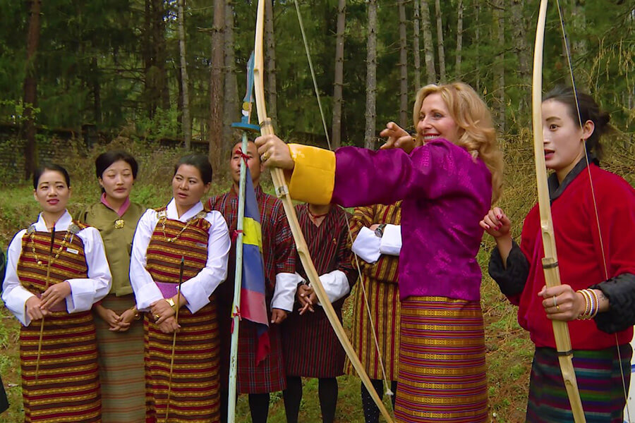 Bhutanese Women In The Archery Tournament