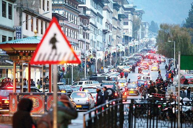 Traffic in Bhutan tour itineraries