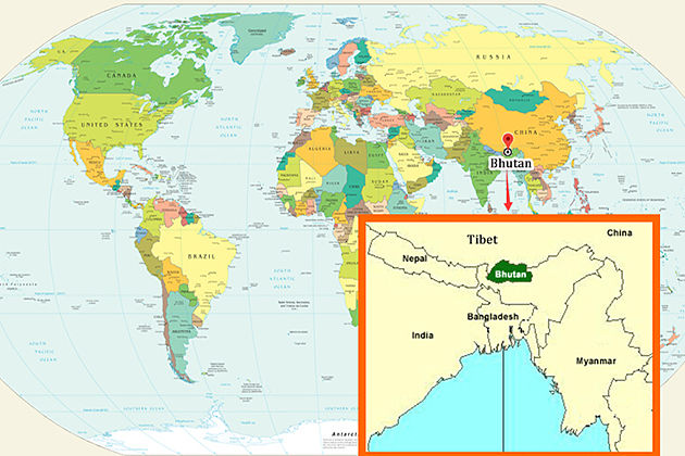 Map of Bhutan tour itineraries