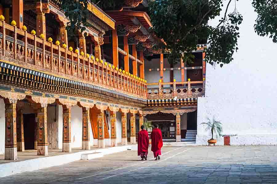 Punakha Monks at Punakha Dzong - Bhutan trekking tour