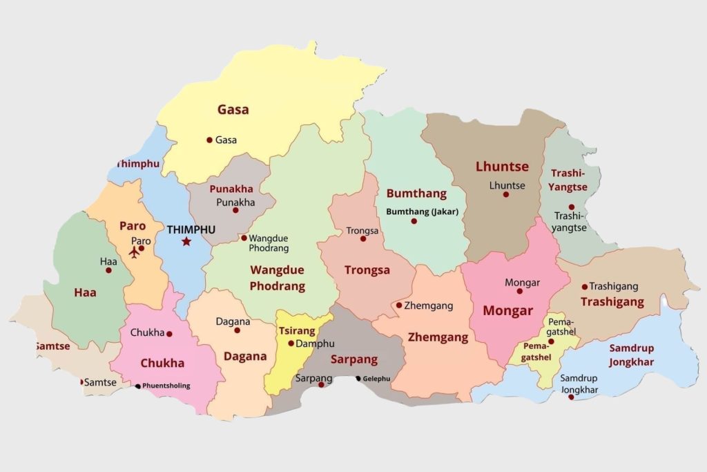 Bhutan travel map
