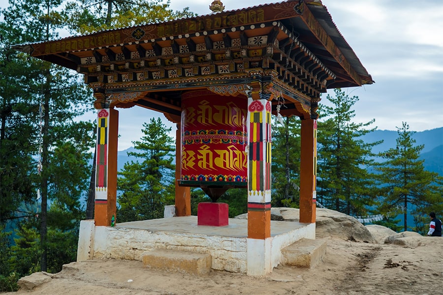 Tibetan prayer wheel in Bhutan