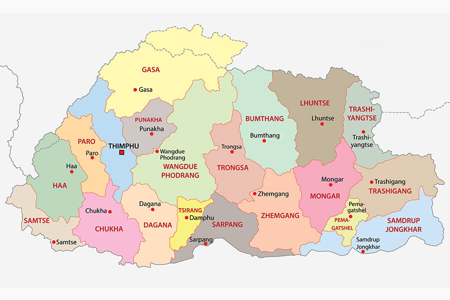 bhutan map for general information